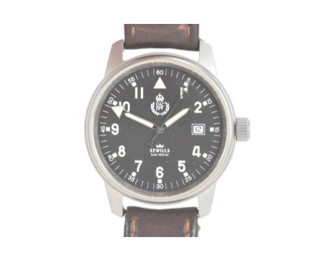 A Sewills Battle of Britain, quartz, gents, titanium wristwatch, having a black dial with luminous hands and marks, date aper