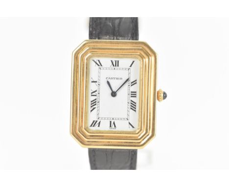A Cartier Cristallor Jumbo, manual wind, gents, 18ct gold wristwatch, the white dial having blued hands, black Roman numerals