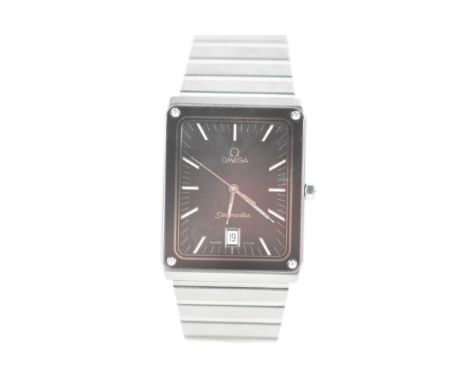 An Omega Seamaster Mariner III, quartz, gents, stainless steel wristwatch, the rectangular black dial having baton markers wi