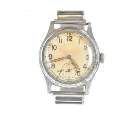 A Second World War, Bravingtons, manual wind, gents, military issue wristwatch, the dial having Arabic numerals with a subsid
