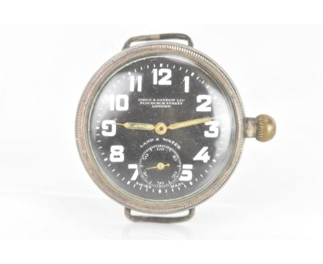A Zenith Land & Water, manual wind, gents, trench watch, circa 1920s, having a black dial with a subsidiary seconds dial, ins