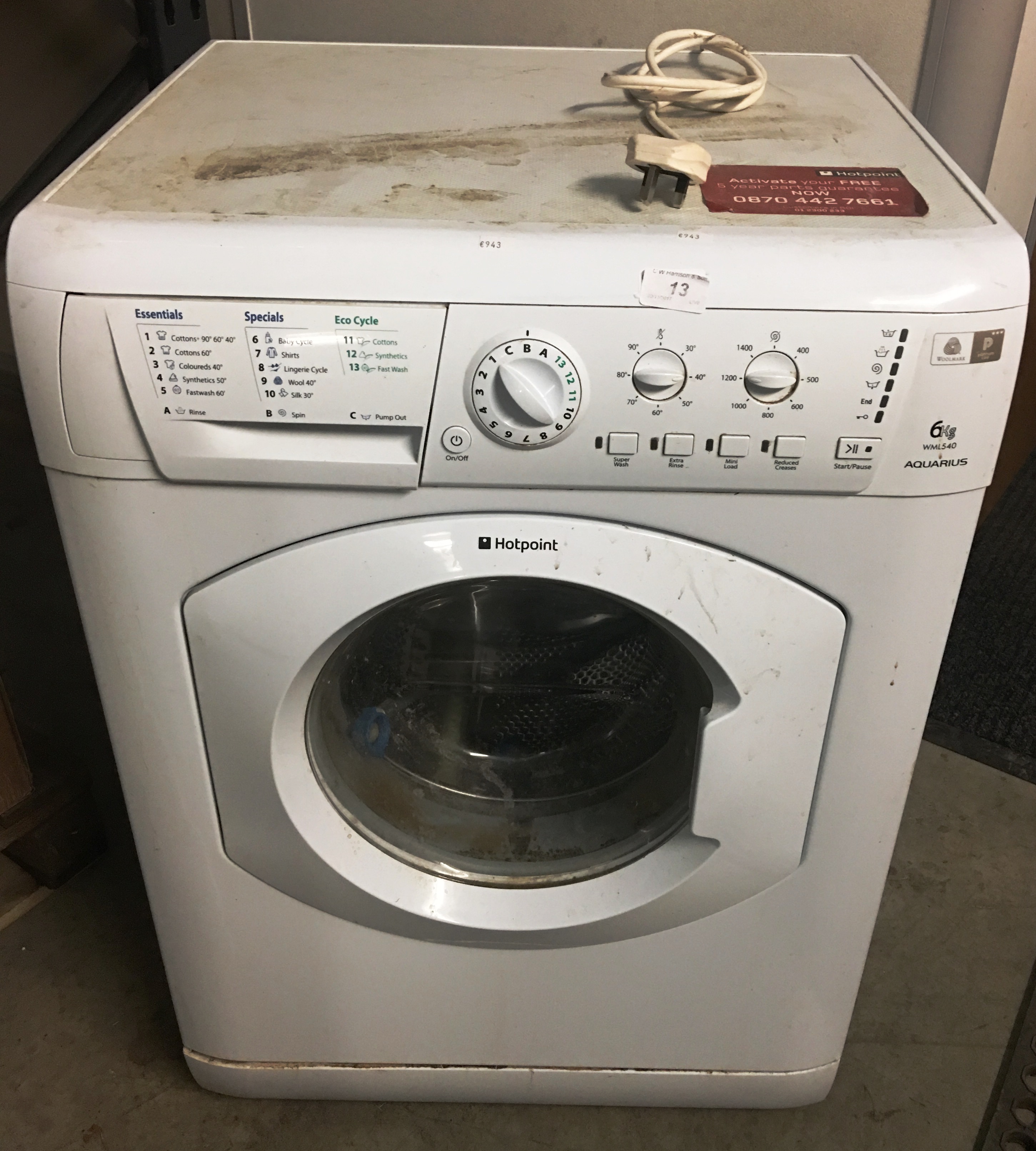 A Hotpoint Wml540 Aquarius Washing Machine