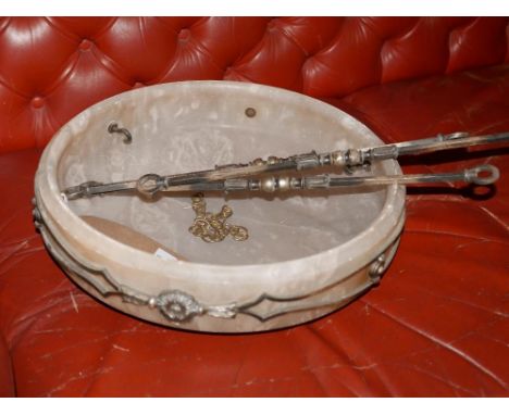 An Art Deco alabaster ceiling light shade 