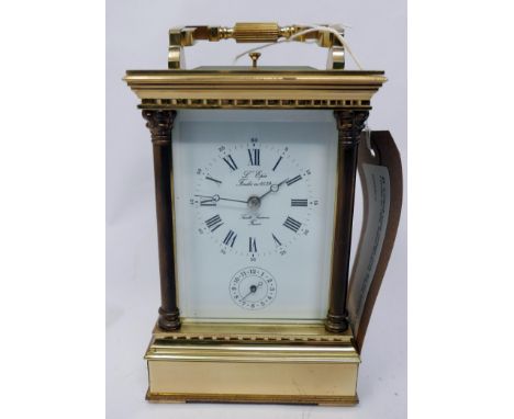 A French brass carriage clock, the dial marked L'Epée, Fondée en 1839, Sainte-Suzanne, France, H.20 W.10 D.9cm 
