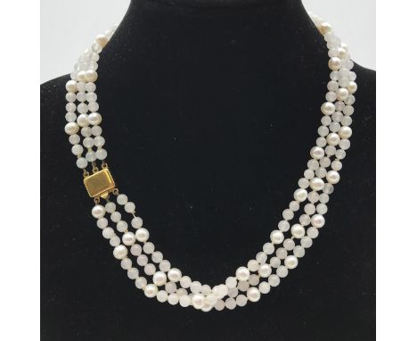 9 CARAT GOLD CLASPED BEADED NECKLACE&amp; MATCHING BRACELET by K J a designer