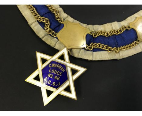 JUDAICA / JEWISH INTERESTCOLLECTION OF GRAND ORDER OF THE SONS OF JACOB COLLARS / SASH WITH JEWELS