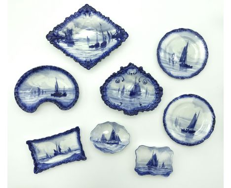 EIGHT ROYAL CROWN DERBY DISHED, PLATES &amp; PIN TRAYS BY W.E.J DEAN