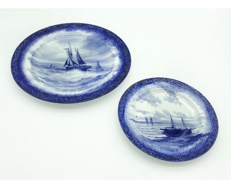 ROYAL CROWN DERBY 7'' PLATE WITH A LARGER ONE OF THE SAME - W.E.J DEAN