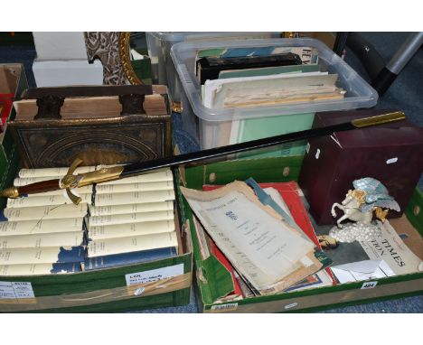 THREE BOXES &amp; LOOSE containing twenty volumes of The Oxford Illustrated Dickens, a leather bound, brass clasped, Brown's 