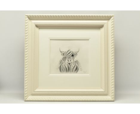 JENNIFER HOGWOOD (BRITISH 1980) 'ANGEL', a sketch depicting a cow with a Halo and angel wings, signed bottom right, pencil on