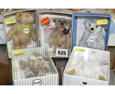 FIVE BOXED LIMITED EDITION STEIFF 'STEIFF CLUB ANNUAL GIFT' MINIATURE TEDDY BEARS, years 2019 (no.421556), 2020 (421631), 202