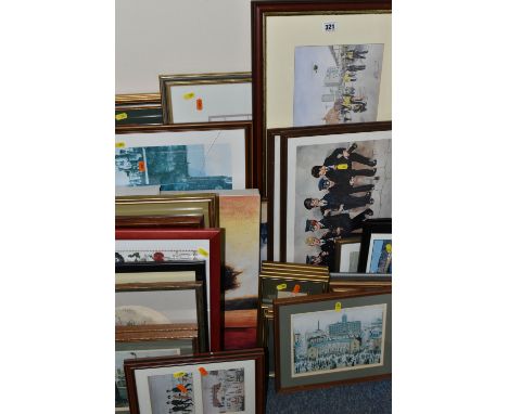 A SMALL SELECTION OF DECORATIVE PICTURES AND PRINTS ETC, to include seven Cash's Woven Pictures comprising of four butterfly 