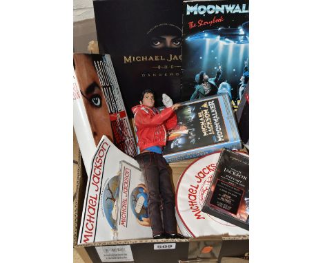 MICHAEL JACKSON INTEREST: a box containing a Heal The World special poster bag edition single, with CD and bag containing fir