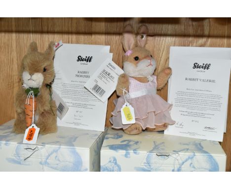TWO BOXED STEIFF LIMITED EDITION RABBITS, comprising 'Rabbit Mommel', no.021534, limited edition no.197/1000, brown alpaca/co