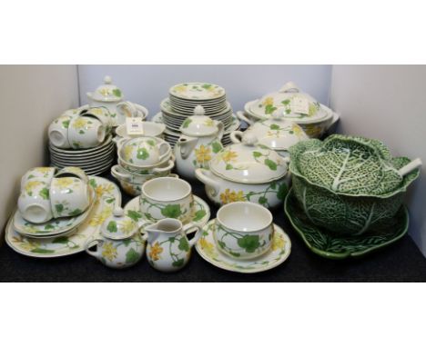 An extensive quantity of Villeroy & Boch 'Geranium' pattern tea and dinner wares, to include tureens, teapots, cups, saucers,
