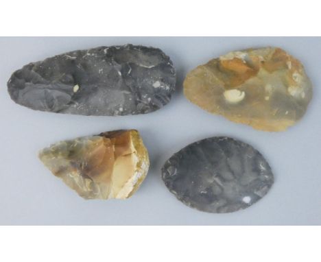 Four modern knapped flint Neolithic/Mesolithic tools, by Will Lord (4). Born in 1970, Will Lord grew up on the English Herita