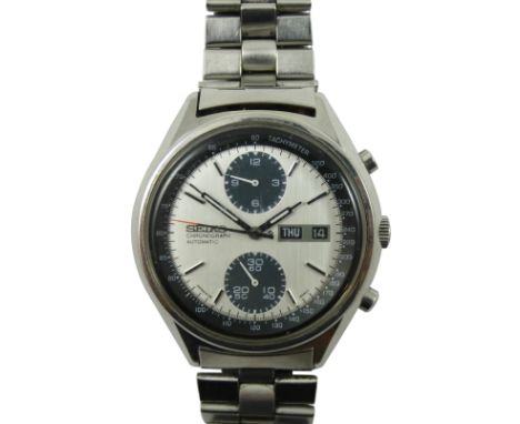 Seiko Panda Jumbo chronograph automatic stainless steel gentleman's wristwatch, reference 6138-8020, serial number 770803, ci