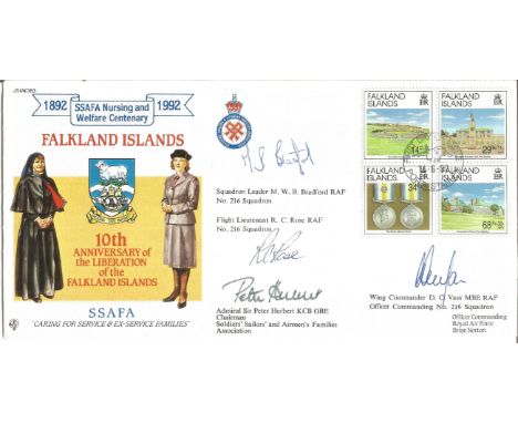 Multiple signed Falkland Islands 10th Anniversary of the Liberation of the Falkland islands signed FDC SSAFA Nursing and Welf