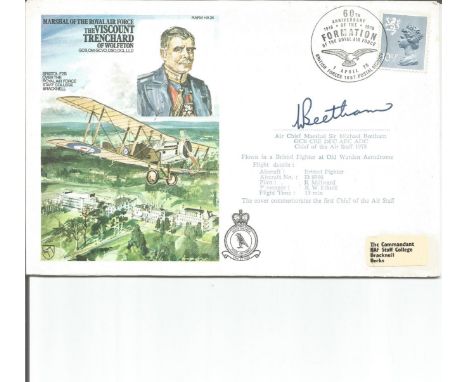 ACM Sir Michael Beetham GCB, CBE, DFC, AFC, ADC Chief of Air Staff signed RAF 60TH anniversary flown cover. RAFM HA24. Cover 