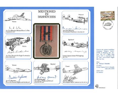WW2 multisigned DM cover MENTIONED IN DESPATCHES signed by AVM Michael Henry Le Bas, ACM Sir Hugh Constantine, AVM Frederick 