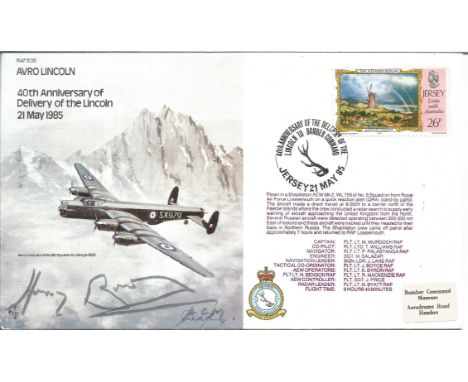 WW2 ace Harry Broadhurst Avro Lincoln 40th Anniversary of Delivery of the Lincoln 21 May 1985 signed FDC No. 818 of 1300. Flo