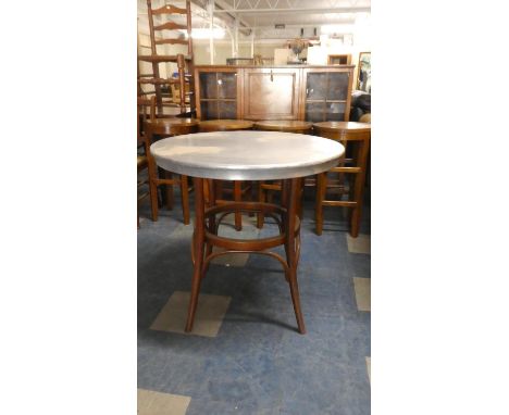 A Vintage Aluminum Topped Pub Table, 79cm Diameter 