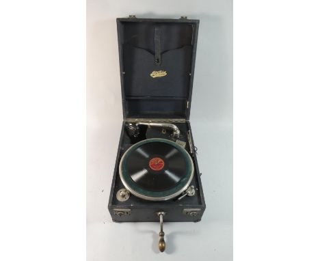 A Vintage Itonia Windup Gramophone, Working Order 