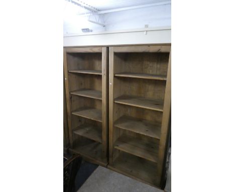 A Pair of Pine Five Shelf Open Bookcases, Each 80cm Wide 