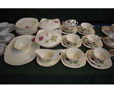 A Collection of Midwinter Fashion Shape Dinnerwares to Include Dinner Plates, Side Plates, Tureens, Soup Bowls etc