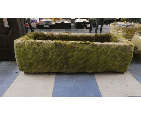 A Hand Carved Sandstone Trough, 87cm Long 