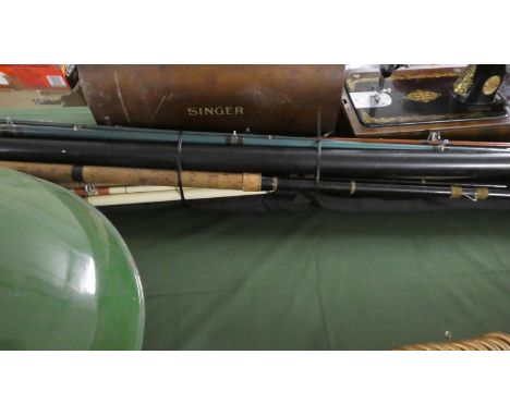 A Collection of Various Vintage Fishing Rods etc 