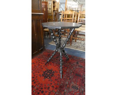 A Bobbin Legged Octagonal Topped Tripod Gypsy Table, 49cm Diameter 