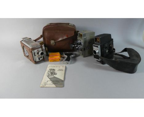 A Collection of Three Vintage Clockwork Eight Cine Cameras 
