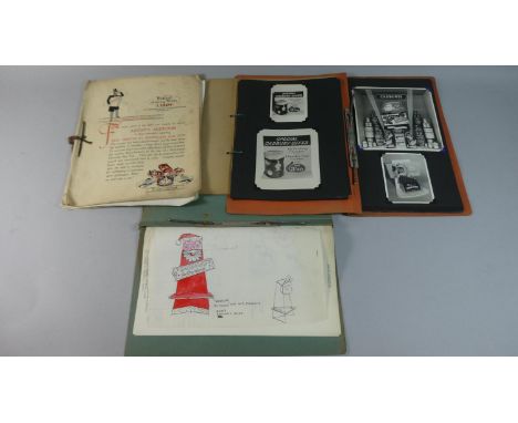 A Collection of Three Folders Depicting Photographs of Vintage Cadburys Advertising Material Together with Original Sketch an