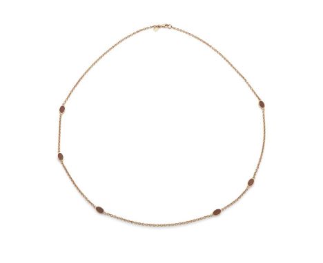  † Victor Mayer: An enamel chain  Composed of small belcher-links set at intervals with golden-brown guilloché enamel spacers