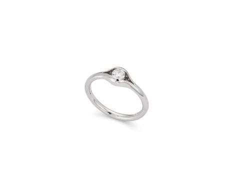  † A 18ct white gold diamond single-stone ring  Part collet-set with a round brilliant-cut diamond, weighing approximately 0.
