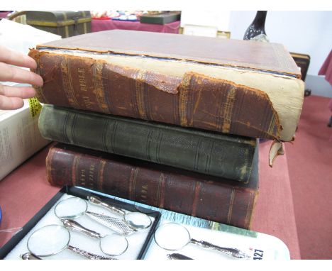 An Early XX Century Photograph Album, green tooled leather cover, containing many period images The Royal Family Bible, Boys 