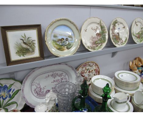 A Spode Game Birds 'Pintail' Hanpainted Plate, No. 4; three Sylvan game birds plates, Mason's 'Mandalay' and two other wall p