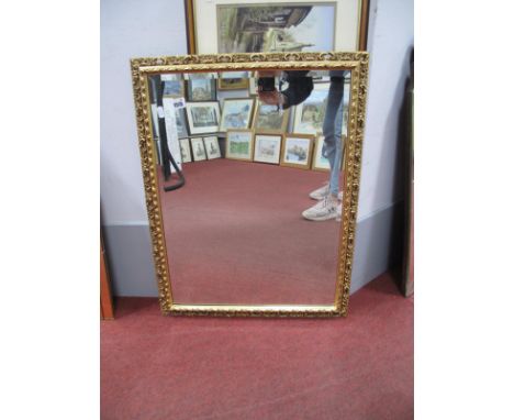 A Rectangular Bevelled Wall Mirror, in gilt wood frame 67.5 x 52.5cm. Alan Ingham print. (2)