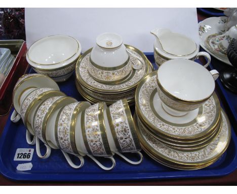 Minton 'Aragon' Bone China Teaware, comprising eight each of tea plates, cups and saucers, milk jug and sugar basin.