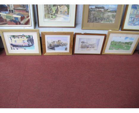 Tom McCracken, Filey Boats in Harbour, watercolour, signed lower right, 18 x 25cm' R. Brocklehurst, two watercolours and one 