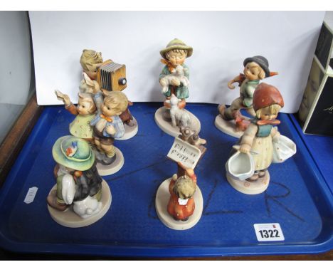 Hummel Figures, the tallest 13cm, including Camera Boy (7) (three visibly damaged).