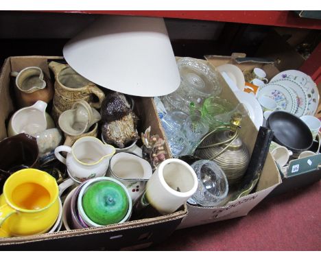 Hillstonia Stoneware Jug Vases, jardiniere, jugs, tea ware, glass, table lamp etc:- Three Boxes.