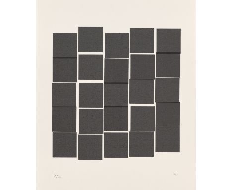 Vera Molnár.  (1924 Budapest - 2023 Paris). 25 carrés noirs. 2000. Serigraphie auf Arches-Velin (mit Wz.). 24 x 23 cm (35 x 2