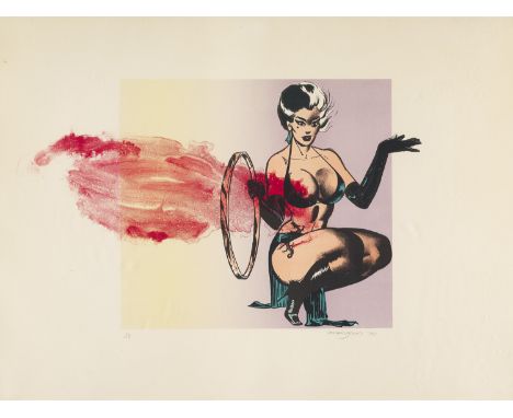 Pop Art Allen Jones (1937 Southampton)Kneeling Figure I. 1970. Offset- mit Farblithographie auf Velin. 35,5 x 58 cm (57 x 76 