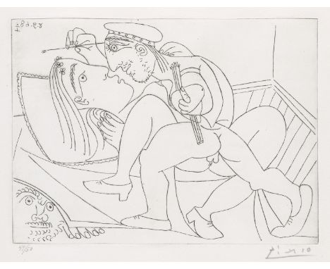 Pablo Picasso.  (1881 Malaga - 1973 Mougins). Rapha�l et la Fornarina XXI. 1968. Radierung auf BFK Rives-Velin (mit Wz.). 15 