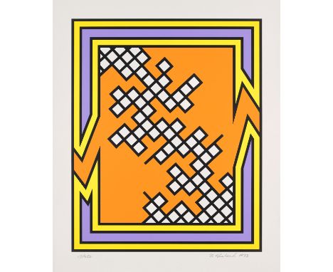 Pop Art Nicholas Krushenick (1929 - 1999 New York)o.T. 1973. Farbserigraphie auf leichtem Velinkarton. 56 x 45,5 cm (66 x 55,