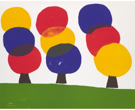 Zeitgenössische Kunst Tal Rosenzweig('Tal R') (1967)Park. 2003. Farblithographie auf Velin. 40 x 50 cm. Signiert und mit Troc