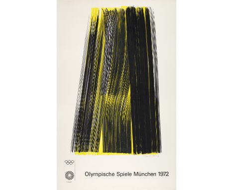 Hans Hartung.  (1904 Leipzig - 1989 Antibes). Olympische Spiele München 1972. Farblithographie auf chamoisfarbenem Velin. 86 