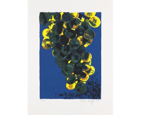 Karin Kneffel.  (1957 Marl). Trauben. 1997. Farblithographie auf Velin. 29,5 x 20 cm (40 x 30 cm). Signiert, datiert und numm